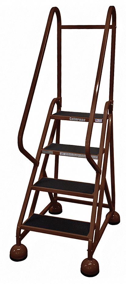 Rolling Ladder, Hndrl, Platfm 36 In H