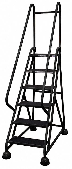 Rolling Ladder: 4.5 ft Platform Ht, Partially Assembled, Steel, Wt-Actuated Auto-Lock