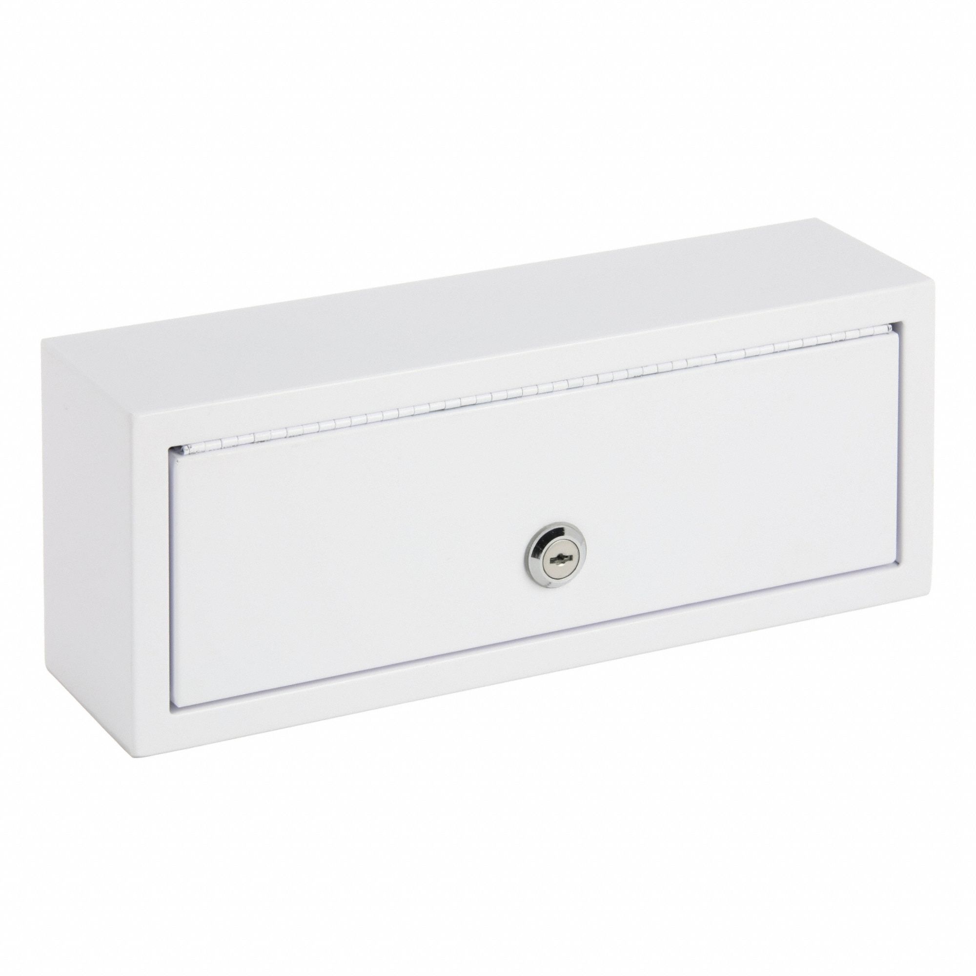KETCHAM Lock Box: Rectangular, 5 in Overall Ht, 13 in Overall Wd, 3 1/2 in Overall Dp, Steel (MPN LB-3). Key specifications — Brand: KETCHAM; Frame Material: Steel; Frame Finish: White Baked Enamel.
