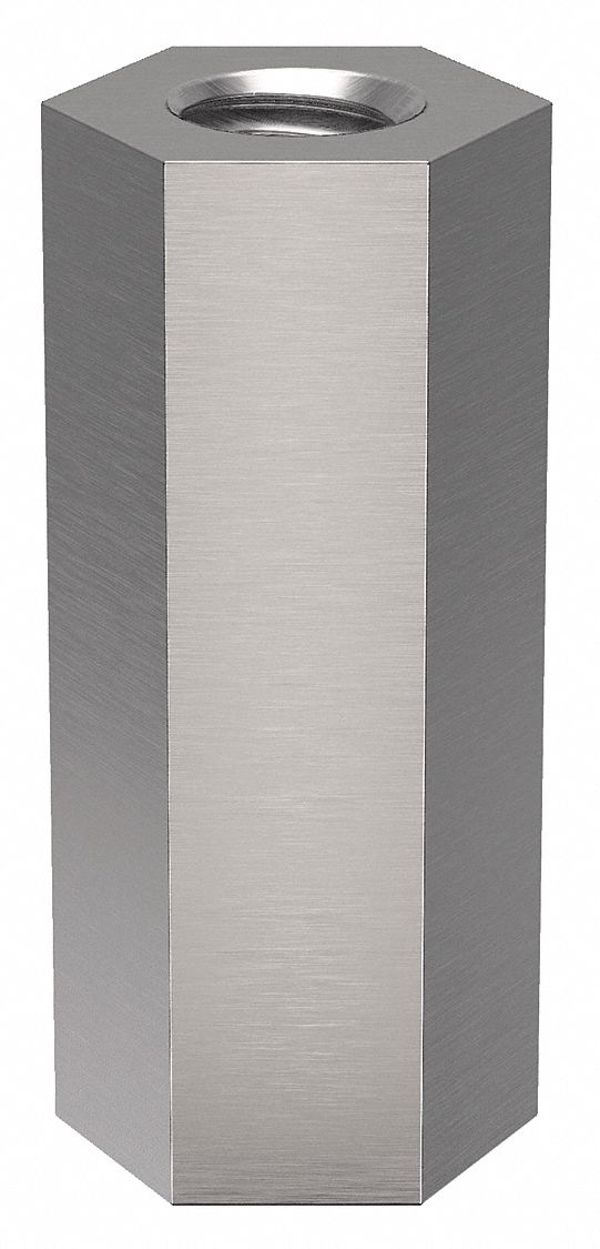 STANDOFF, #6-32 THREAD, ⅝ IN L, HEX, STAINLESS STEEL, PLAIN FINISH, ¼ IN HEX W