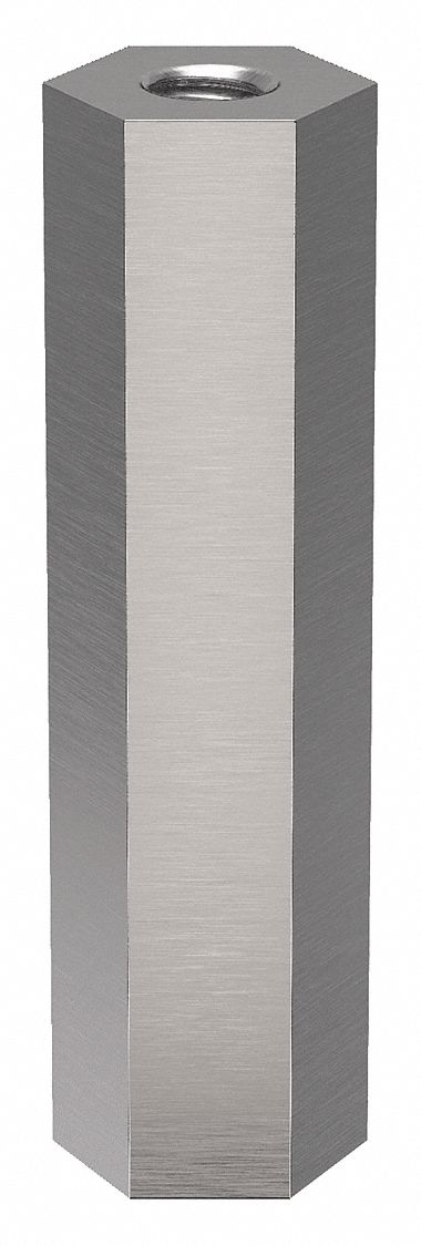 Standoff: #4-40 Thrd Sz, 1 in Lg, Hex, Stainless Steel, Plain, 1/4 in Hex Wd