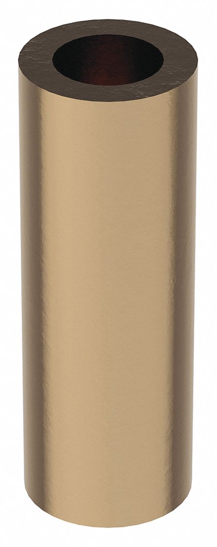 Spacer: For #10 Screw Size, Brass, Zinc Plated, 3/8 in Overall Lg, 0.192 in Inside Dia, 10 PK