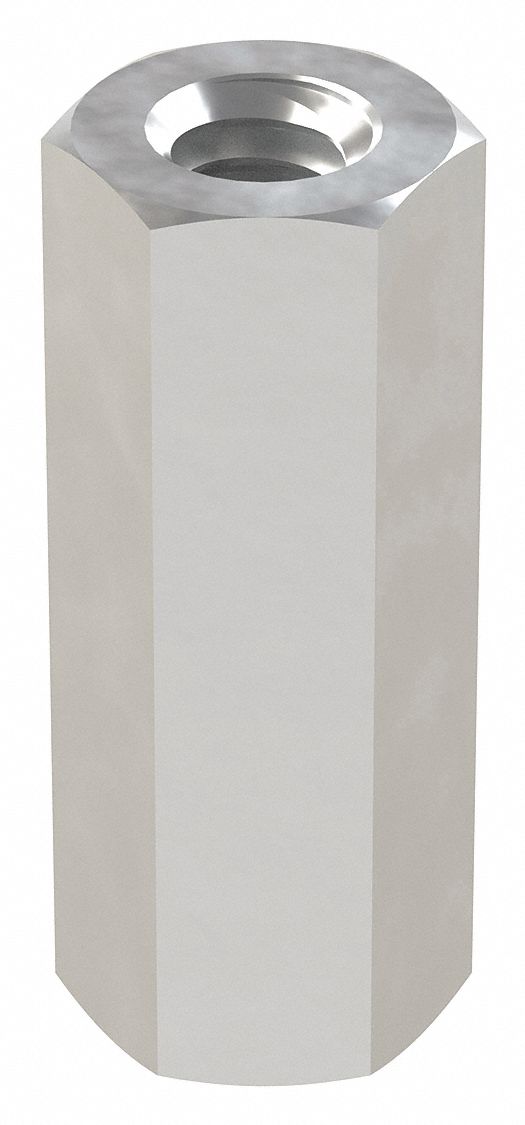 Standoff: #4-40 Thrd Sz, 1/2 in Lg, Hex, Aluminum, Plain, 3/16 in Hex Wd