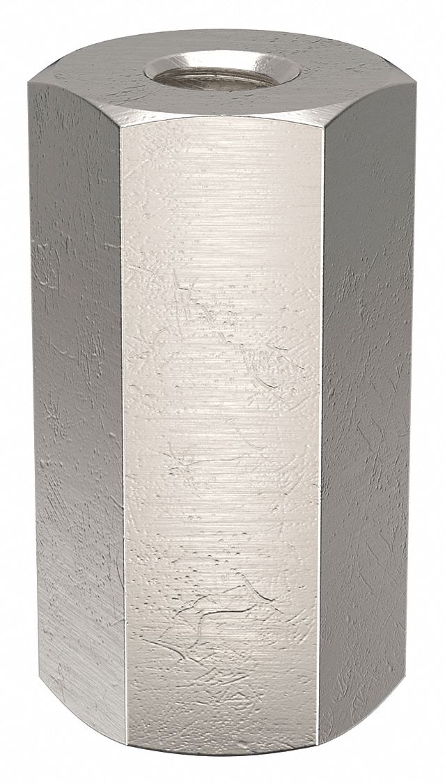 Standoff: Inch, Female x Female, Hex, Aluminum, Plain, 1/2 in Overall Lg, 10 PK