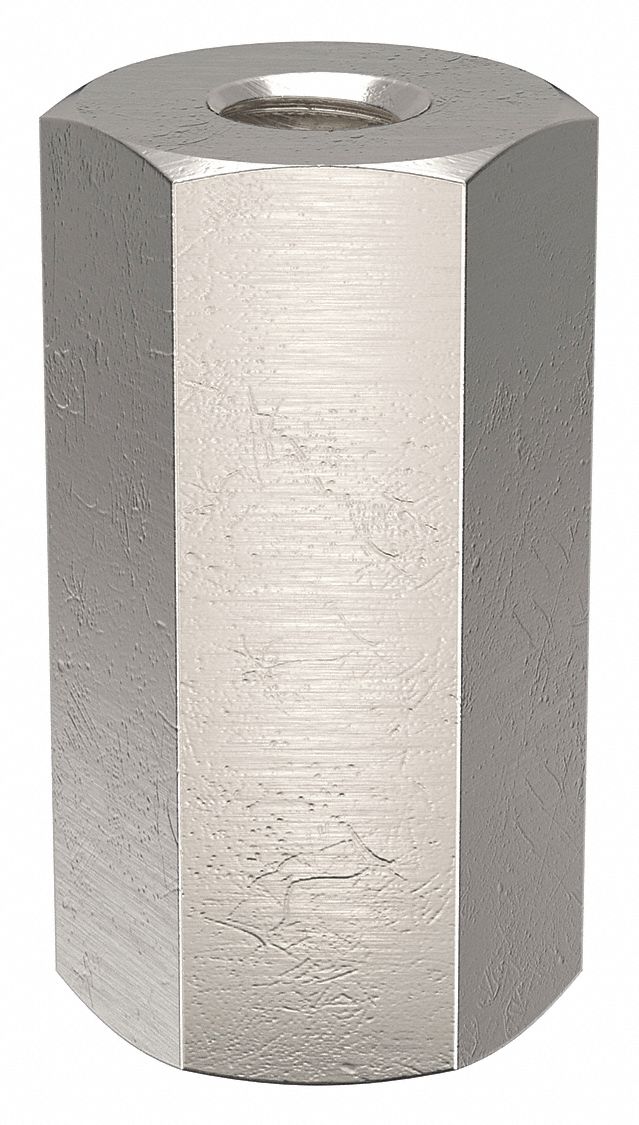 Standoff: Inch, Female x Female, Hex, Aluminum, Plain, 1 in Overall Lg, 10 PK