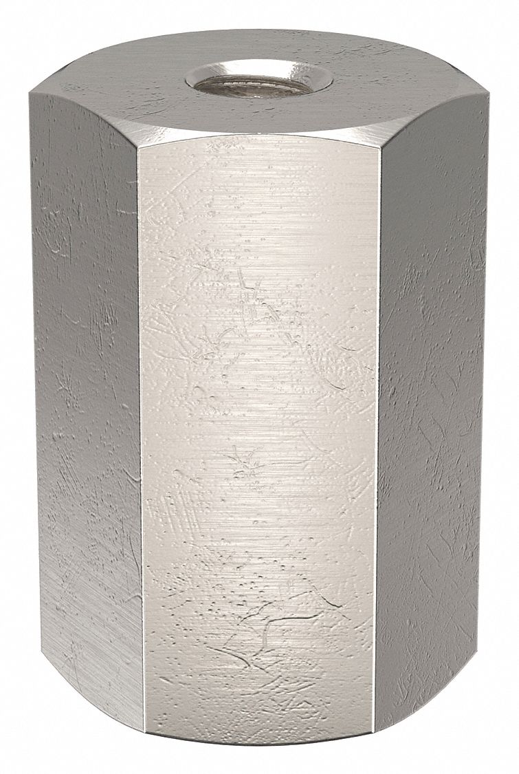 Standoff: #10-32 Thrd Sz, 1/2 in Lg, Hex, Aluminum, Plain, 5/16 in Hex Wd