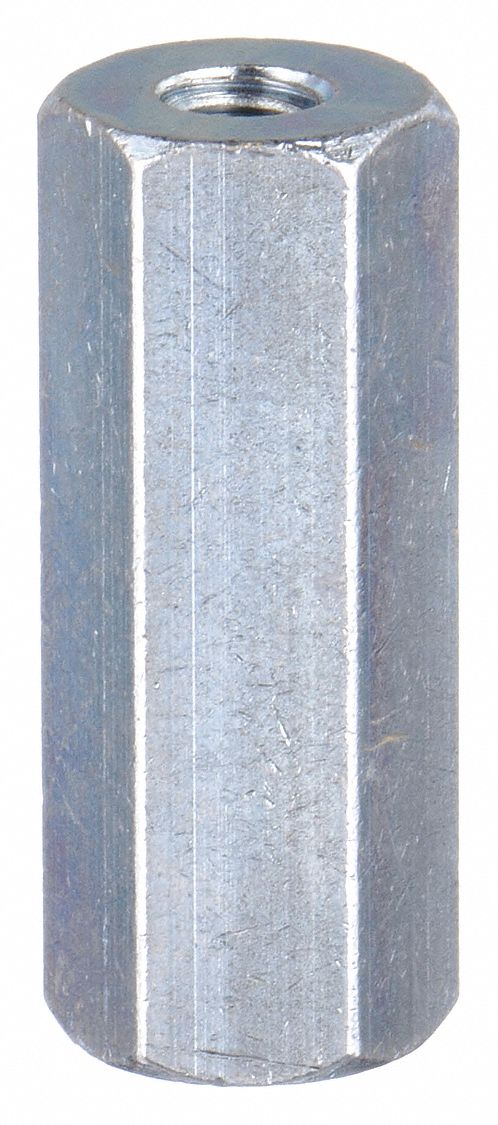 Standoff: #8-32 Thrd Sz, 1/2 in Lg, Hex, Brass, Zinc Plated, 1/4 in Hex Wd