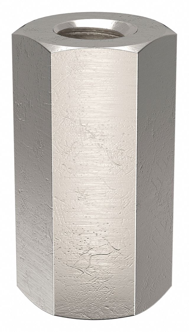 Standoff: Inch, Female x Female, Hex, Aluminum, Plain, 3/8 in Overall Lg, 10 PK