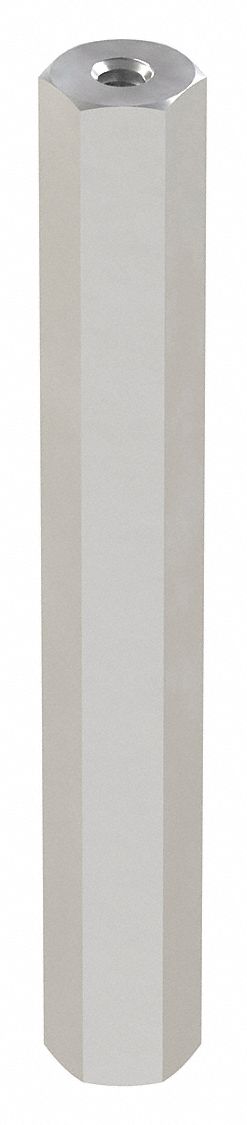 Standoff: #4-40 Thrd Sz, 2 in Lg, Hex, Aluminum, Plain, 1/4 in Hex Wd
