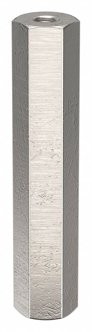 Standoff: #8-32 Thrd Sz, 2 in Lg, Hex, Aluminum, Plain, 3/8 in Hex Wd