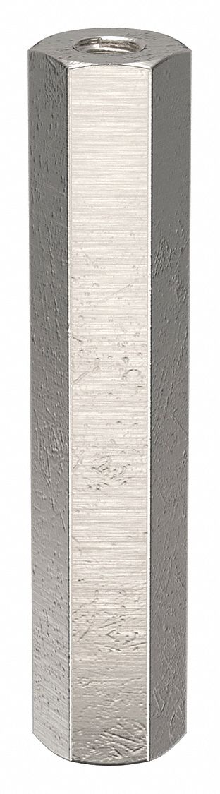 Standoff: #10-32 Thrd Sz, 2 in Lg, Hex, Aluminum, Plain, 3/8 in Hex Wd
