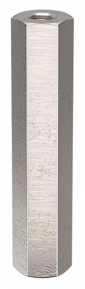 Standoff: 1/4"-20 Thrd Sz, 2 1/2 in Lg, Hex, Aluminum, Plain, 1/2 in Hex Wd