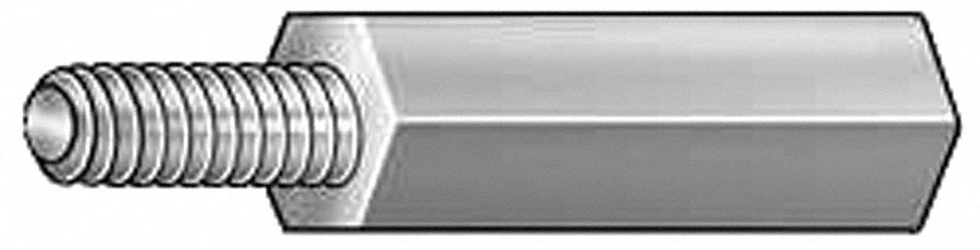 Standoff: #4-40 Thrd Sz, 2 in Lg, 1/4 in Body Lg, 3/16 in Thread Lg, 3/16 in Hex Wd, Aluminum, Plain