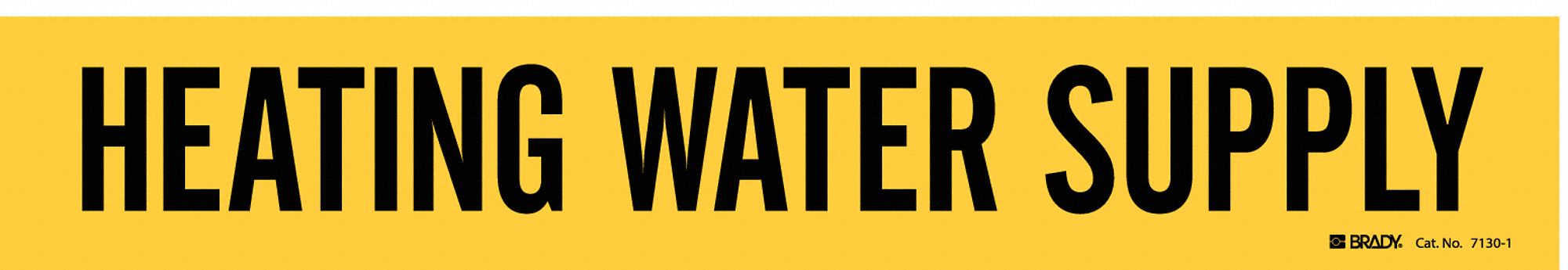 Pipe Marker: Heating Water Supply, Yellow, Black, Fits 2 1/2 to 7 7/8 in Pipe O.D., 1 Pipe Markers