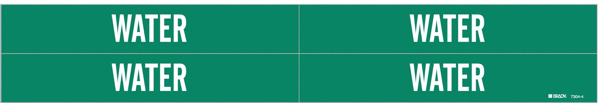 Pipe Marker: Water, Green, White, Fits 3/4 to 2 3/8 in Pipe O.D., 4 Pipe Markers, Without Arrows