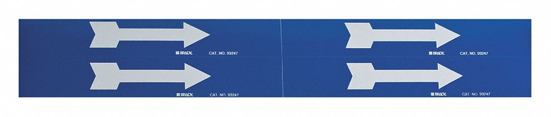 Pipe Marker: Blue, White, 7 in Wd, Vinyl, 7 in Roll Wd, 1 1/8 in Lg