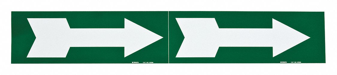 Pipe Marker: Green, White, 12 in Wd, Vinyl, 12 in Roll Wd, 4 in Lg