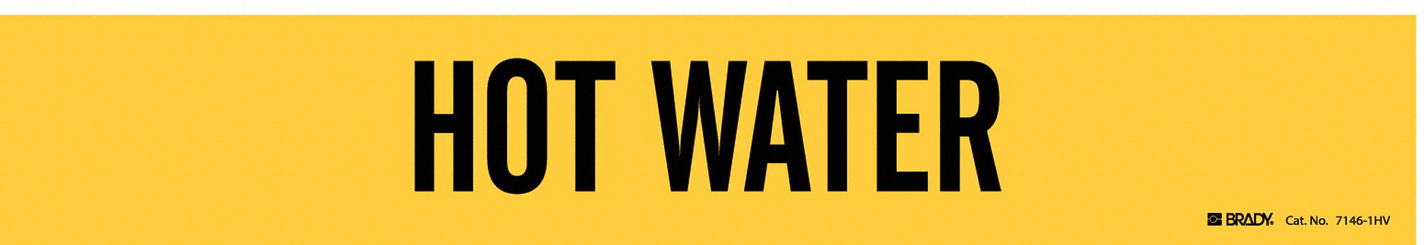 Pipe Marker: Hot Water, Yellow, Black, Fits 8 in and Larger Pipe O.D., 1 Pipe Markers