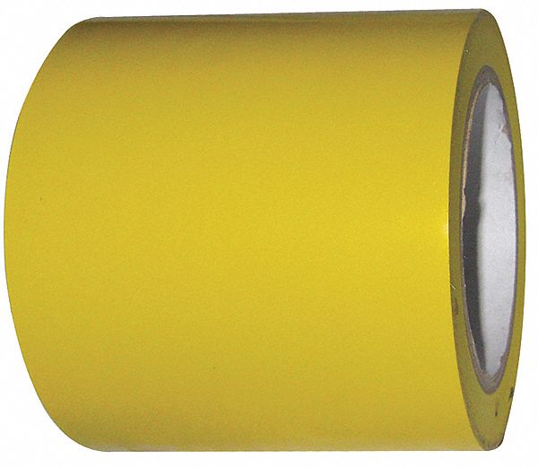 Floor Marking Tape: Gen Purpose, Solid, Yellow, 3 in x 108 ft, 4 mil Tape Thick, Approved Vendor
