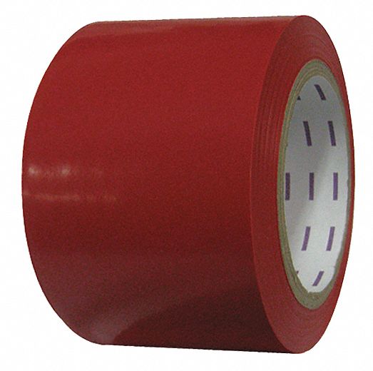Floor Marking Tape: Gen Purpose, Solid, Red, 3 in x 108 ft, 4 mil Tape Thick, Approved Vendor