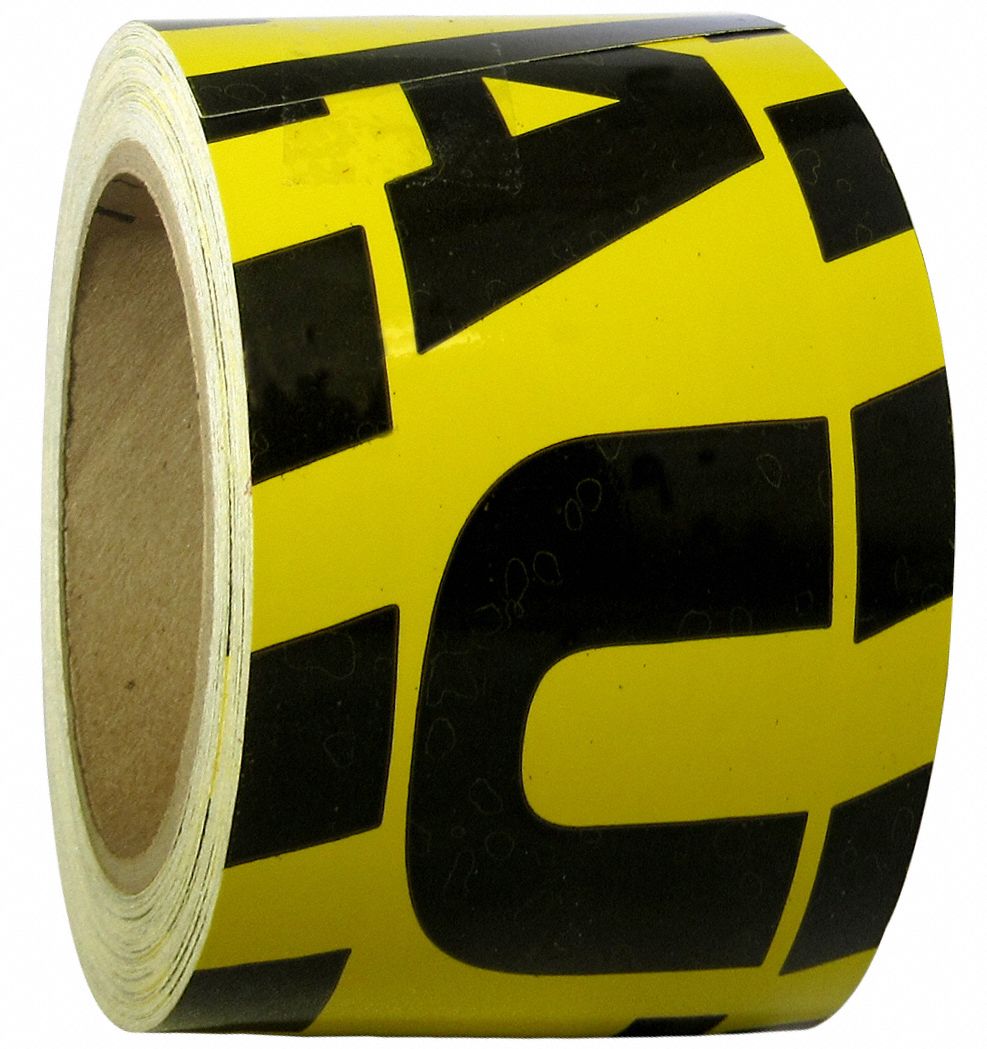 CONDOR Floor Marking Tape Message, Message, Black/Yellow, Hazard Warning, 3 in x 60 ft, 6 mil