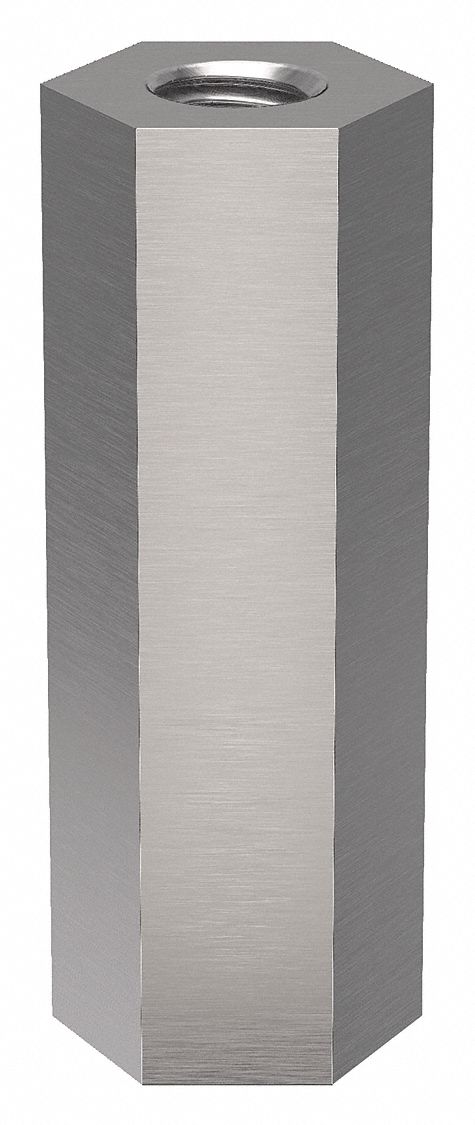 Standoff: 1/4"-20 Thrd Sz, 1 1/2 in Lg, Hex, Stainless Steel, Plain, 1/2 in Hex Wd