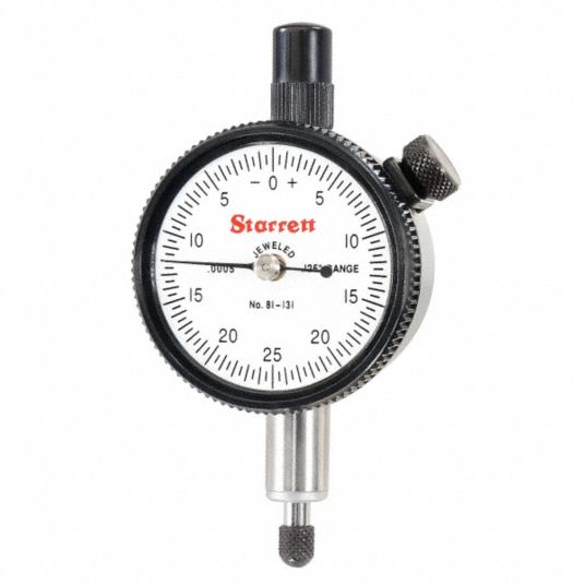 STARRETT Dial Indicator Lug Back, Range 0 in to 0.125 in, Back Type Lug, Reading Continuous