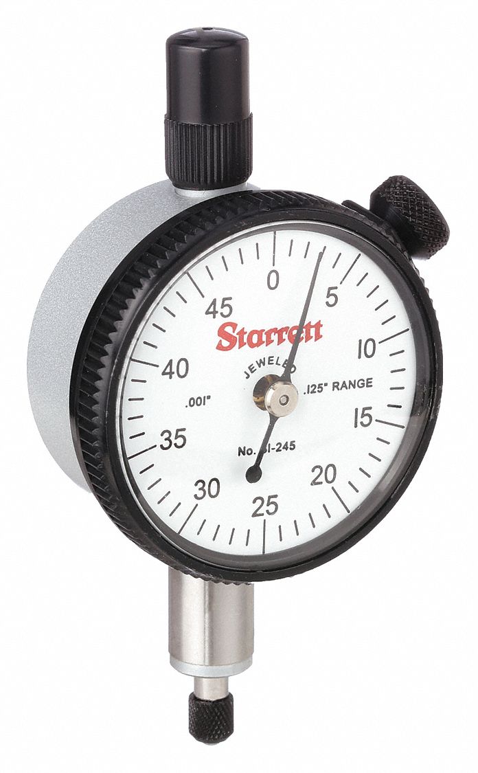 STARRETT, 0 in to 0.125 in Range, Continuous Reading, Dial Indicator Lug Back 6NAW981245J