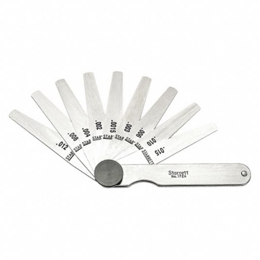 STARRETT Tapered Feeler Gauge Set, Thickness Range 0015 in -0.015 in ...