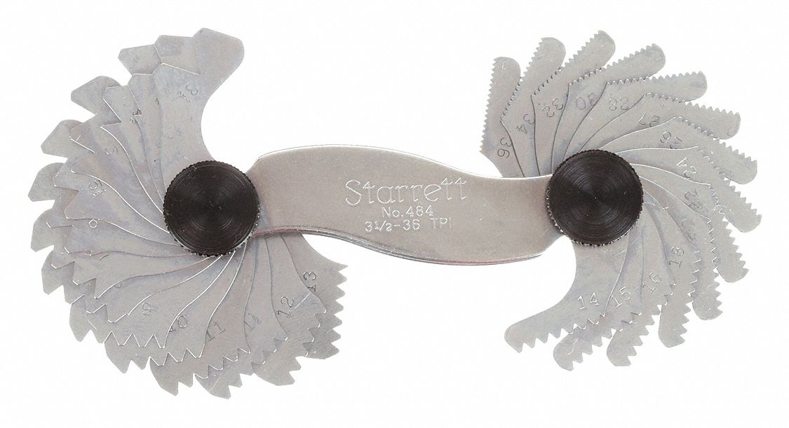 STARRETT THREAD PITCH GAUGE SET, METRIC, 28 LEAVES, 3½ TO 36 TPI