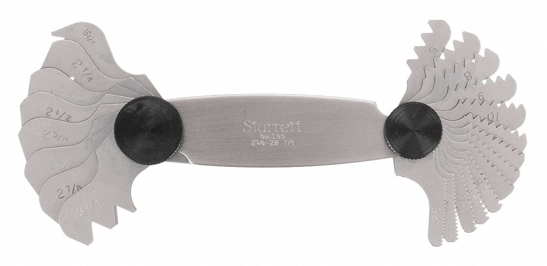 STARRETT, Metric, 27 Leaves, Thread Pitch Gauge Set 6NAZ8155 Grainger