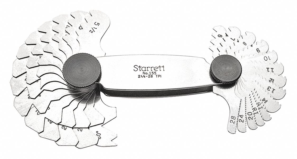 STARRETT Thread Pitch Gauge Set, Thread Type Metric, Number of Leaves