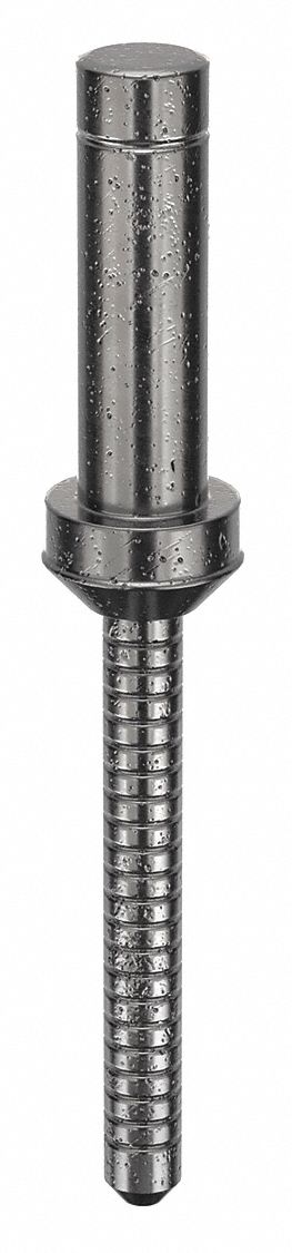 Blind Rivet, 1.73 in L, 0.25 in dia, PK10: Inch, 1 47/64 in Overall Lg, 45/64 in Body Lg, Dome, 10 PK