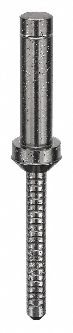 Blind Rivet, 1.855 in L, 0.25 in dia, PK10: Inch, 1 55/64 in Overall Lg, 53/64 in Body Lg, Dome, 10 PK