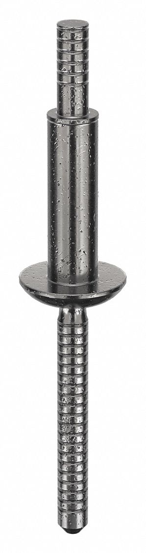Blind Rivet, 1 in L, 0.25 in dia, PK25: Inch, 1 in Overall Lg, 13/16 in Body Lg, Open End, Dome, 25 PK