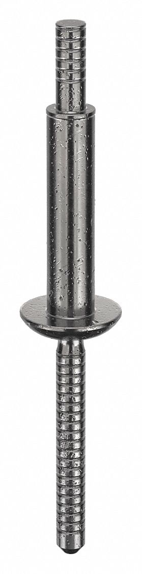 Blind Rivet, 1 in L, 0.25 in dia, PK25: Inch, 1 in Overall Lg, 1 1/16 in Body Lg, Open End, Dome, 25 PK