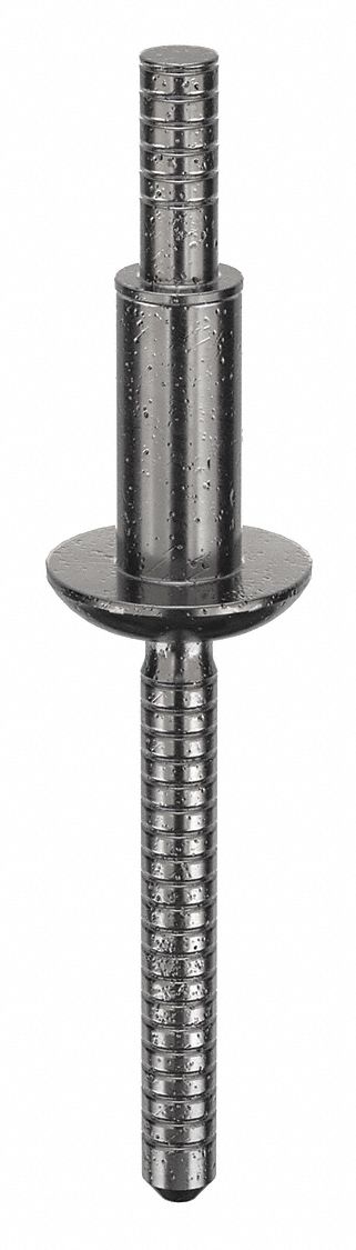 Blind Rivet, 2.086 in L, 0.25 in dia, PK25: Inch, 2 3/32 in Overall Lg, 9/16 in Body Lg, Dome, 25 PK
