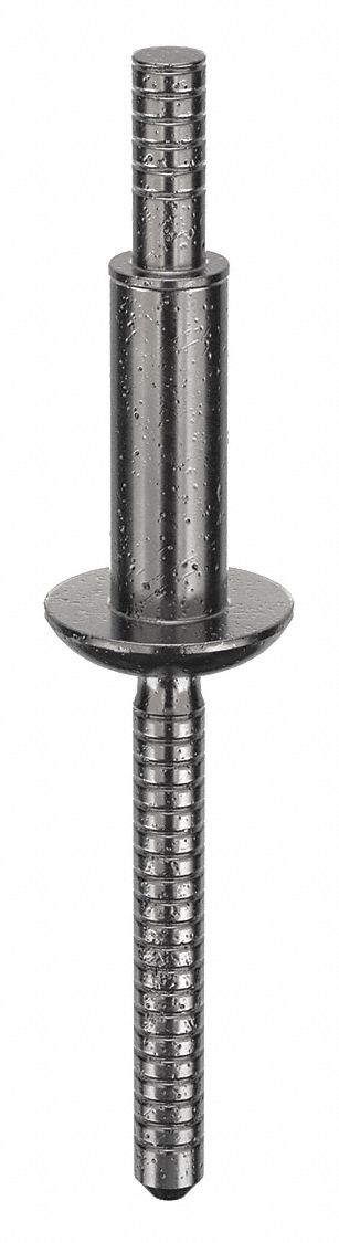Blind Rivet, 2.24399" L, 0.25" dia, PK25: Inch, 2 1/4 in Overall Lg, 23/32 in Body Lg, Open End, 25 PK