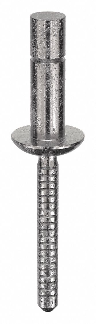 Blind Rivet, 2.027 in L, 0.25 in dia, PK10: Inch, 2 1/32 in Overall Lg, 9/16 in Body Lg, Dome, 10 PK