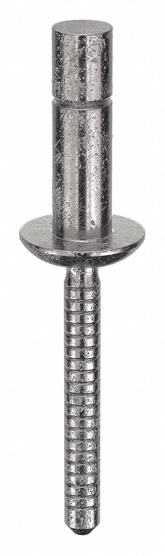 Blind Rivet, 2.027 in L, 0.25 in dia, PK10: Inch, 2 1/32 in Overall Lg, 9/16 in Body Lg, Dome, 10 PK