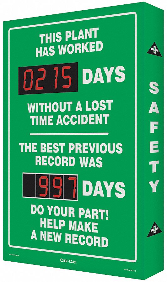 Safety Record Signs,29 x 20",AL,ENG SCK119 846642000660 eBay