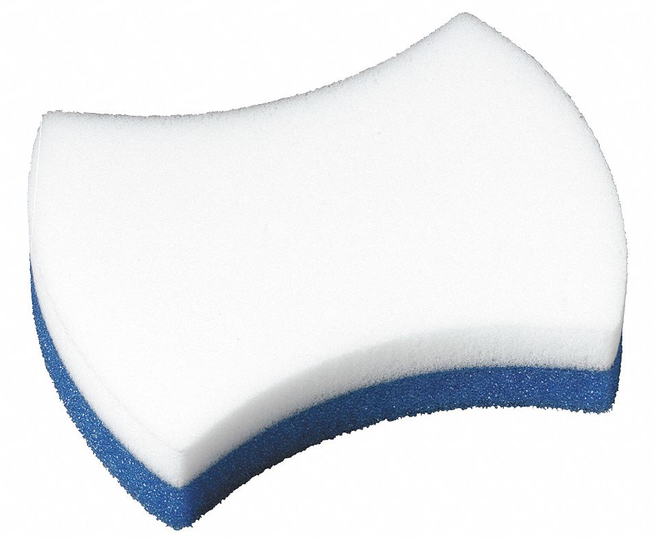 Scouring Pad: Foam, 4 1/2 in Lg, 2 3/4 in Wd, 1 1/4 in Ht, Blue/White, Antimicrobial, 4 PK