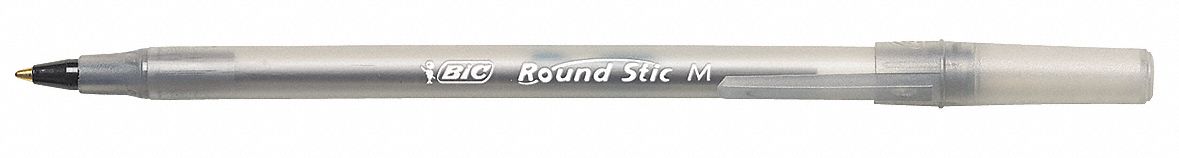 Pen Set: Round Stic™ Xtra Life, Black, 1 mm, Capped, Translucent, No Grip, Plastic, Toxic, 12 PK