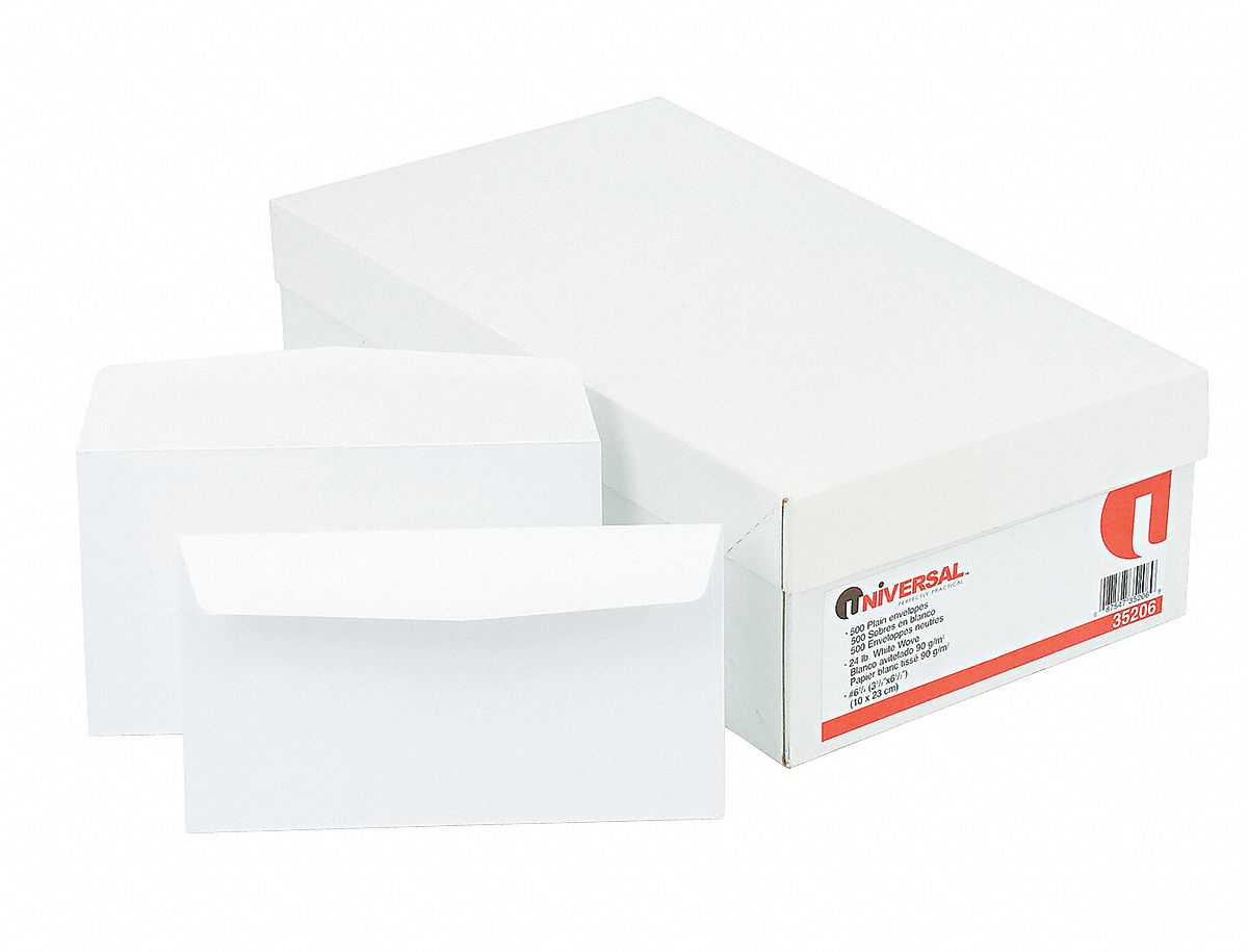 UNIVERSAL, 63/4 Envelope Size, Gummed Flap, Business Envelopes