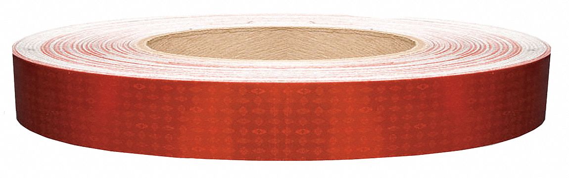 Reflective Tape: Construction/Emergency Vehicles/Trucks and Trailers, Red, 1 in Wd, 50 yd Lg