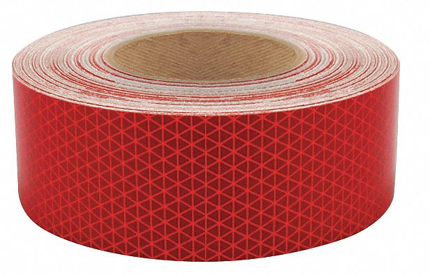 Reflective Tape: Construction/Emergency Vehicles/Trucks and Trailers, Red, 2 in Wd, 50 yd Lg
