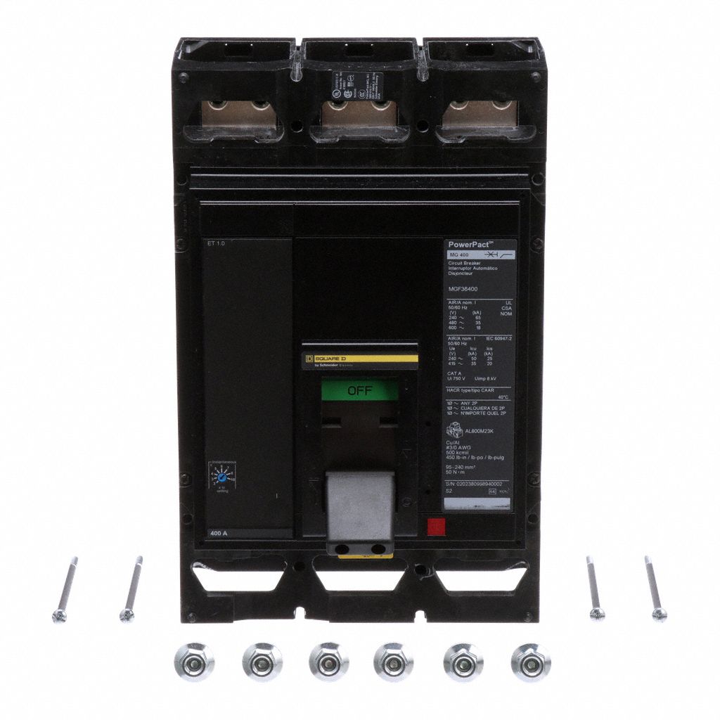 Molded Case Circuit Breaker: 400 A Amps, 18kA at 600V AC, Adj, Box Lug, ABC, 3 Poles, 600V AC, MG