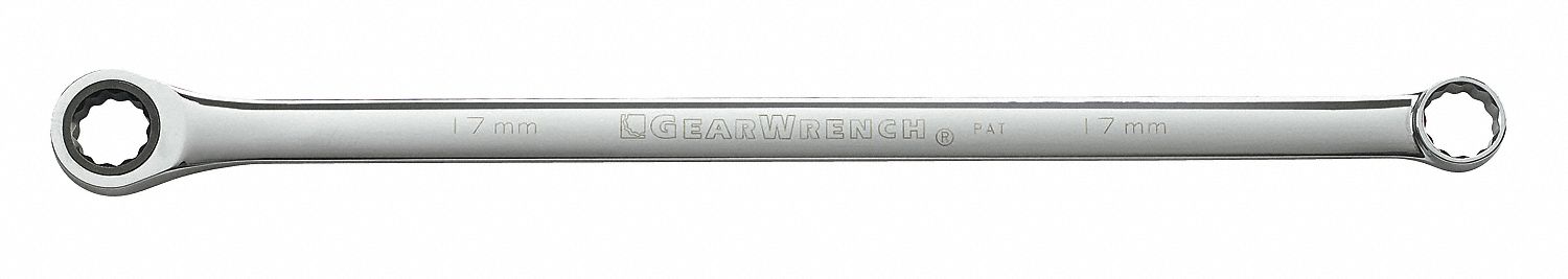 Ratcheting Box Wrench: Chrome, 7 1/8 in Overall Lg
