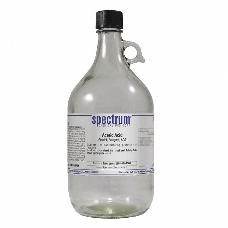 Acetic Acid - Glacial: ACS, 2.5 L, 64-19-7, Acid, Liquid, Bottle, Glass, 24 mo Shelf Life, 1