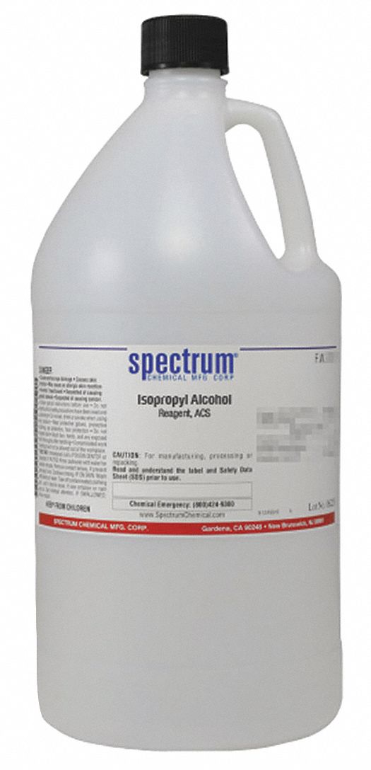 Isopropyl Alcohol: ACS, 4 L, 67-63-0, Alcohol/Solvent, Liquid, Jug, Plastic, 24 mo Shelf Life, 1